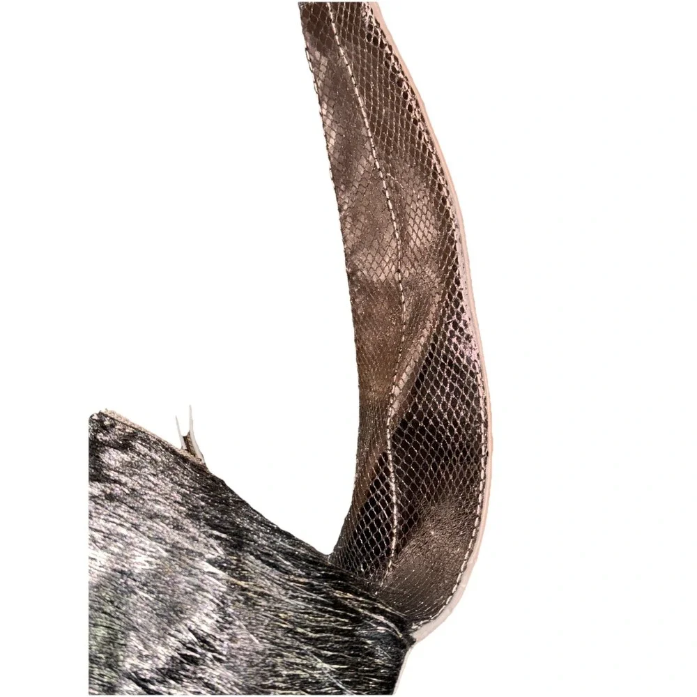 Sharif  Hobo Purse Fur Snakeskin Print Chain Strap Mob Wife  Silver  13 X 7